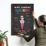 Personalisierte Cartoon Frau Leinwand Gemälde mit Namen Klassenzimmer Dekor Lehrer Tag Anerkennung Geschenk für Lehrer