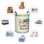 Personalised Colourful Letter Pencil Apple Theme Waterproof Laundry Storage Basket with Name Back to School Appreciation Gift for Teacher