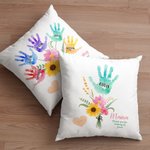 Personalizzato multicolore Bouquet di impronte floreali con 1-8 nomi Regalo di compleanno per la mamma
