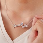 Personalisierte zierliche zwei Namen Halskette mit Geburtsstein und Herz Geburtstag Valentinstag Muttertag Geschenk für Frauen