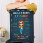 Personalisierte Cartoon Frau Leinwand Gemälde mit Namen Klassenzimmer Dekor Lehrer Tag Anerkennung Geschenk für Lehrer