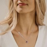 Collana personalizzata con nome a croce e pietra a forma di goccia Regalo di compleanno cristiano e di battesimo per lei