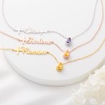 Collana personalizzata con nome a croce e pietra a forma di goccia Regalo di compleanno cristiano e di battesimo per lei