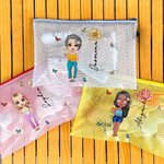 Personalizzato Carino Cartoon Ragazza Nascita Fiore Borsa da spiaggia impermeabile con nome Compleanno Matrimonio Spiaggia Festa Regalo per lei