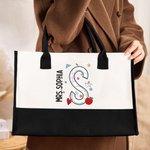 Gepersonaliseerde grote capaciteit Pencil Apple Notebook Initial Tote Bag met naam Teacher Waardering terug naar school Gift voor leerkracht