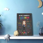 Personalisierte Cartoon Frau Leinwand Gemälde mit Namen Klassenzimmer Dekor Lehrer Tag Anerkennung Geschenk für Lehrer