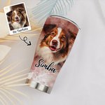 Personalisierte 900ml Aquarell Katze Hund Haustierporträt Flasche mit Namen Deckel Strohhalm Geburtstag Geschenk für Tierliebhaber