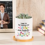 Personalisierte Danke für die Hilfe mir wachsen Floral Name Keramik Blumentopf mit Bambus Tablett Teacher's Day zurück zu Schule Geschenk für Lehrer