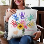Personalizzato multicolore Bouquet di impronte floreali con 1-8 nomi Regalo di compleanno per la mamma