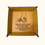 Personalised You Coming Home Is The Best of Our Day Leather Catchall Snap Tray with Holding Hand Deisgn Father's Day Birthday Gift for Dad