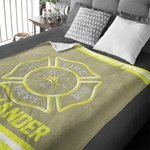 Personalized Fire Helmet Shield Maltese Cross Design Firefighter Soft Throw Blanket with Text Birthday Appreciation Gift for Firemen