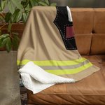 Personalized Fire Helmet Shield Maltese Cross Design Firefighter Soft Throw Blanket with Text Birthday Appreciation Gift for Firemen
