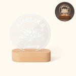 Personalised Name Library LED Night Light with Wood Base Book Club Decor Birthday Gift for Book Lover