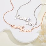 Personalisierte zierliche zwei Namen Halskette mit Geburtsstein und Herz Geburtstag Valentinstag Muttertag Geschenk für Frauen