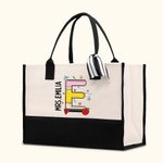 Gepersonaliseerde grote capaciteit Pencil Apple Notebook Initial Tote Bag met naam Teacher Waardering terug naar school Gift voor leerkracht