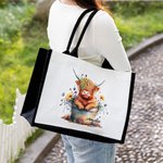 Sac en Toile Personnalisé avec Nom Sac de Shopping à Grande Capacité Cadeau Anniversaire pour Ami Famille