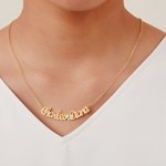 Personalisierte gekrümmte zwei Skript Namen Halskette mit Herz und Birthstone Minimalist Schmuck Geburtstag Jahrestag Geschenk für sie