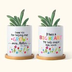 Personalisierte Danke für die Hilfe mir wachsen Floral Name Keramik Blumentopf mit Bambus Tablett Teacher's Day zurück zu Schule Geschenk für Lehrer