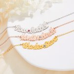 Personalisierte gekrümmte zwei Skript Namen Halskette mit Herz und Birthstone Minimalist Schmuck Geburtstag Jahrestag Geschenk für sie