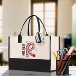 Gepersonaliseerde grote capaciteit Pencil Apple Notebook Initial Tote Bag met naam Teacher Waardering terug naar school Gift voor leerkracht
