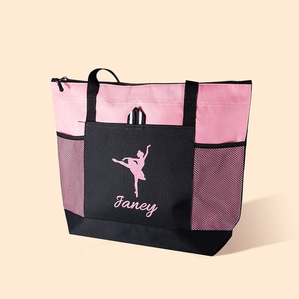 Sac à main à fermeture éclair personnalisé avec nom Ballerine de danse pailletée Cadeau d'anniversaire pour elle