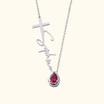 Collana personalizzata con nome a croce e pietra a forma di goccia Regalo di compleanno cristiano e di battesimo per lei