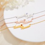 Personalisierte zierliche zwei Namen Halskette mit Geburtsstein und Herz Geburtstag Valentinstag Muttertag Geschenk für Frauen