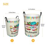 Personalised Colourful Letter Pencil Apple Theme Waterproof Laundry Storage Basket with Name Back to School Appreciation Gift for Teacher