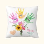 Personalizzato multicolore Bouquet di impronte floreali con 1-8 nomi Regalo di compleanno per la mamma