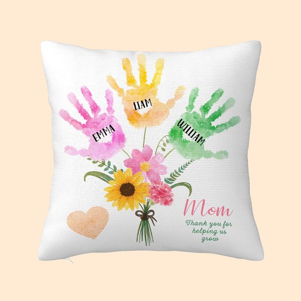 Personalizzato multicolore Bouquet di impronte floreali con 1-8 nomi Regalo di compleanno per la mamma