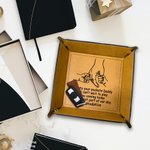 Personalised You Coming Home Is The Best of Our Day Leather Catchall Snap Tray with Holding Hand Deisgn Father's Day Birthday Gift for Dad