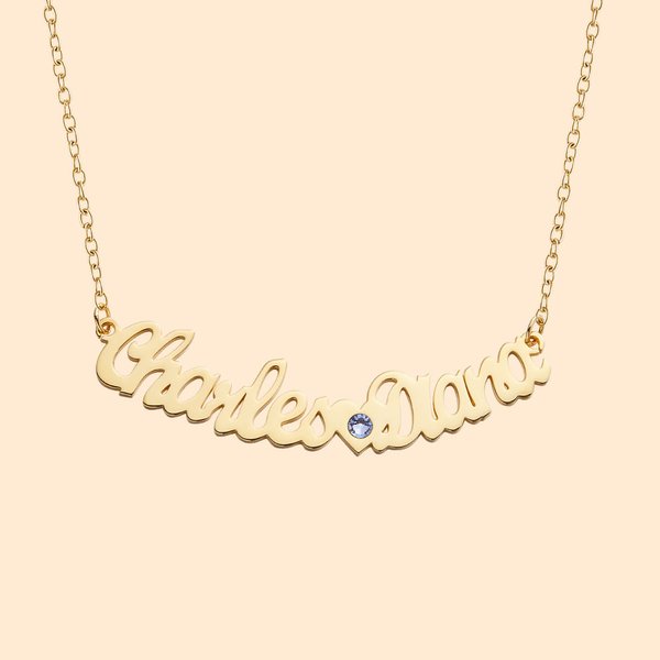 Collier Personnalisé avec Nom et Pierre de Naissance en Coeur Bijoux Minimalistes Cadeau Anniversaire  pour Elle