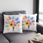 Personalizzato multicolore Bouquet di impronte floreali con 1-8 nomi Regalo di compleanno per la mamma