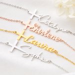 Collana personalizzata con nome a croce e pietra a forma di goccia Regalo di compleanno cristiano e di battesimo per lei