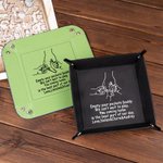 Personalised You Coming Home Is The Best of Our Day Leather Catchall Snap Tray with Holding Hand Deisgn Father's Day Birthday Gift for Dad
