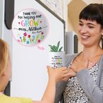 Personalisierte Danke für die Hilfe mir wachsen Floral Name Keramik Blumentopf mit Bambus Tablett Teacher's Day zurück zu Schule Geschenk für Lehrer