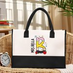 Gepersonaliseerde grote capaciteit Pencil Apple Notebook Initial Tote Bag met naam Teacher Waardering terug naar school Gift voor leerkracht