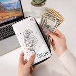 Personalizada Zodiaco Nacimiento Flor Cartera de mano portátil de cuero con nombre y múltiples compartimentos Cumpleaños Aniversario de regalo para las mujeres