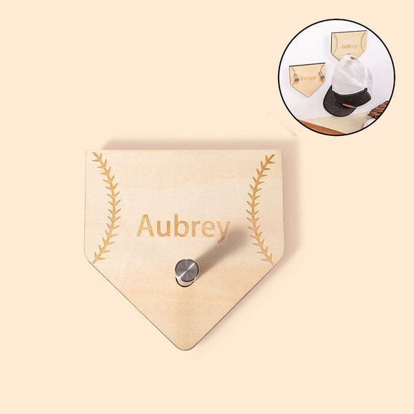 Personalized Softball Baseball Wooden Hat Hook with Engraved Name Birthday Gift for Athletes Sports Lover