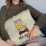 Personalized Pencil Apple Notebook Teacher Throw Pillow with Initial and Name Teacher Appreciation Back to School Gift for Teacher