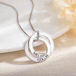 Personalizado Collar de Plata de Ley con 2-5 Anillos Rusos Entrelazados y Nombre Grabado Día de la Madre Cumpleaños Regalo para Familias