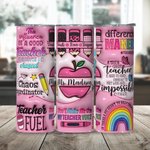 Lápiz de manzana rosa personalizado en 3D Teach Love Inspire Vaso fino de 20 onzas con nombre en reconocimiento al profesor Regalo de vuelta al cole p