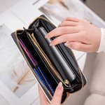 Personalizada Zodiaco Nacimiento Flor Cartera de mano portátil de cuero con nombre y múltiples compartimentos Cumpleaños Aniversario de regalo para las mujeres