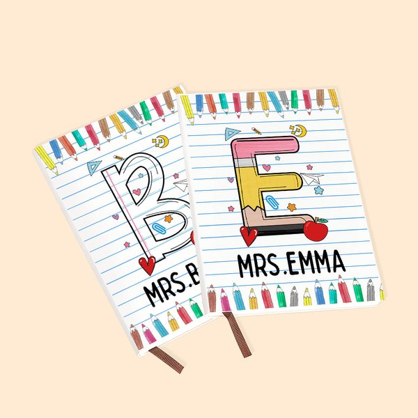 Personalized Coloured Pencil Graffiti Stationery Notepad with Name Initial Teacher’s Day Back to School Gift for Teacher
