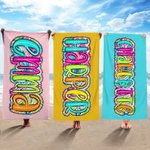 Gepersonaliseerde Grote Sneldrogende Felgekleurde Paisley Bloemen Strandhanddoek met Naam Verjaardag Zomer Vakantie Feest Cadeau voor Haar