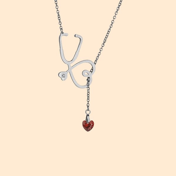 Personligt stetoskophalsband med hjärtfödelsesten Medicinsk student Graduation Appreciation Gift för läkare sjuksköterska