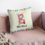 Personalized Pencil Apple Notebook Teacher Throw Pillow with Initial and Name Teacher Appreciation Back to School Gift for Teacher