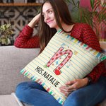 Personalized Pencil Apple Notebook Teacher Throw Pillow with Initial and Name Teacher Appreciation Back to School Gift for Teacher