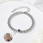 Personlig fotoprojeksjonsboks kjede halskjede Curb Link armbånd Bursdag Valentinsdag gave til menn