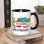 Gepersonaliseerde Potlood Apple Notitieboekje 11oz Keramische Mok met Naam Lerarendag Waardering Terug naar School Cadeau voor Leraar